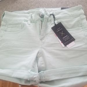 American Eagle Mid rise pale blue shorts